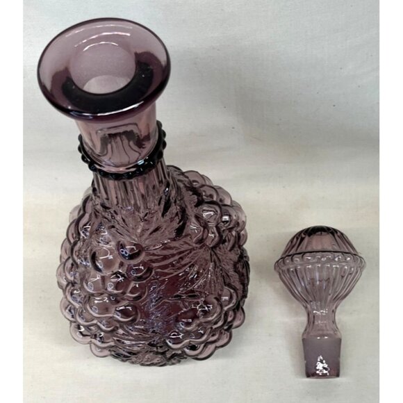 Imperial Glass Amethyst Grape Genie Bottle Decanter with Stopper 12 1/2" - Picture 4 of 7